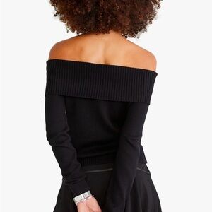 Chic Black Off-the-Shoulder Ribbed Sweater